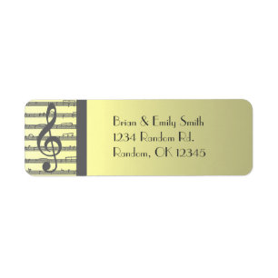 Pale yellow gray music return address labels