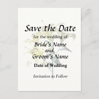 Pale Yellow Lilies With Leaves Announcement Postcard