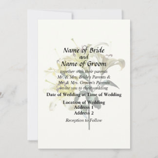 Pale Yellow Lilies With Leaves Invitation