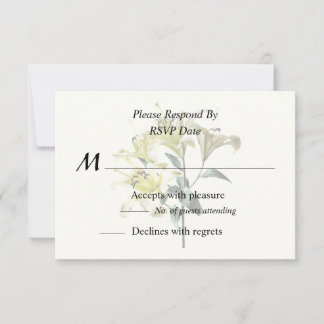 Pale Yellow Lilies With Leaves RSVP Card