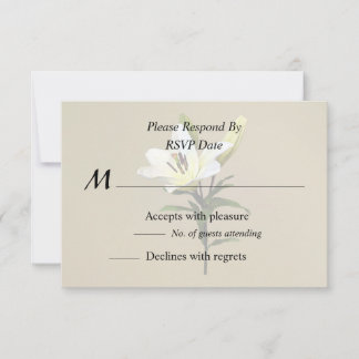 Pale Yellow Lily and Buds RSVP Card