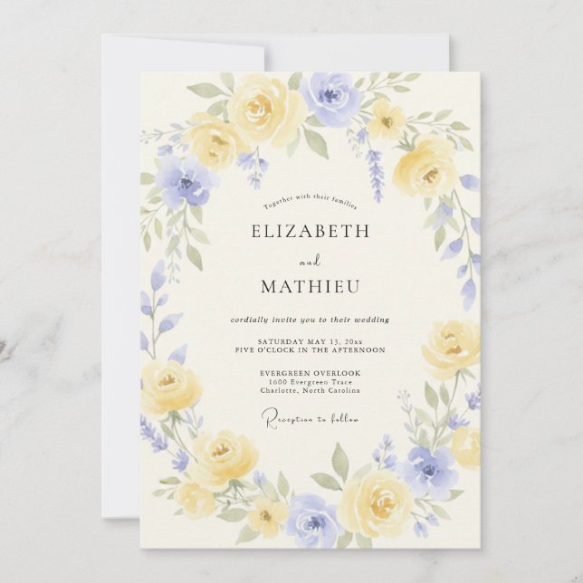 Pale Yellow Luminous Spring Wedding Invitation (Front)