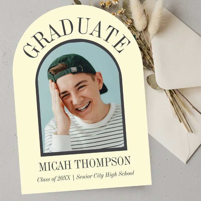 Pale Yellow Modern Arch Grad Photo Announcement  (Pale Yellow Modern Arch Grad Photo Announcement)