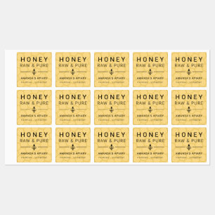 Pale Yellow Modern Bee Icon Honey Apiary Labels