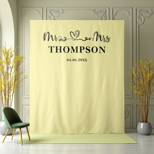 Pale Yellow | Mr and Mrs Elegant Simple Backdrop (Creator Uploaded)