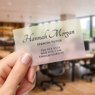 Pale Yellow Pink Ombre Clear Business Cards