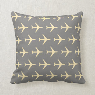 Pale Yellow Plane Airplane Aviation Fly Cushion