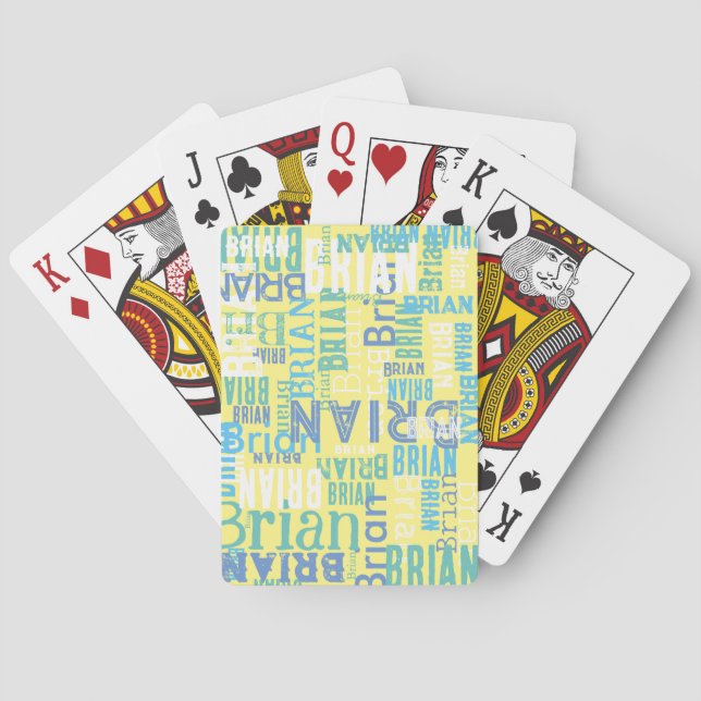 Pale Yellow Playing Cards with Custom Name  (Back)