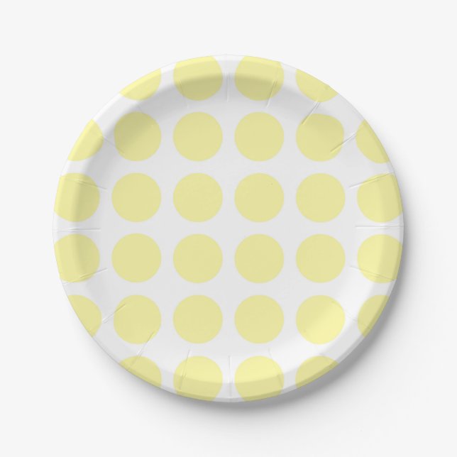 Pale Yellow Polka Dots Paper Plates (Front)