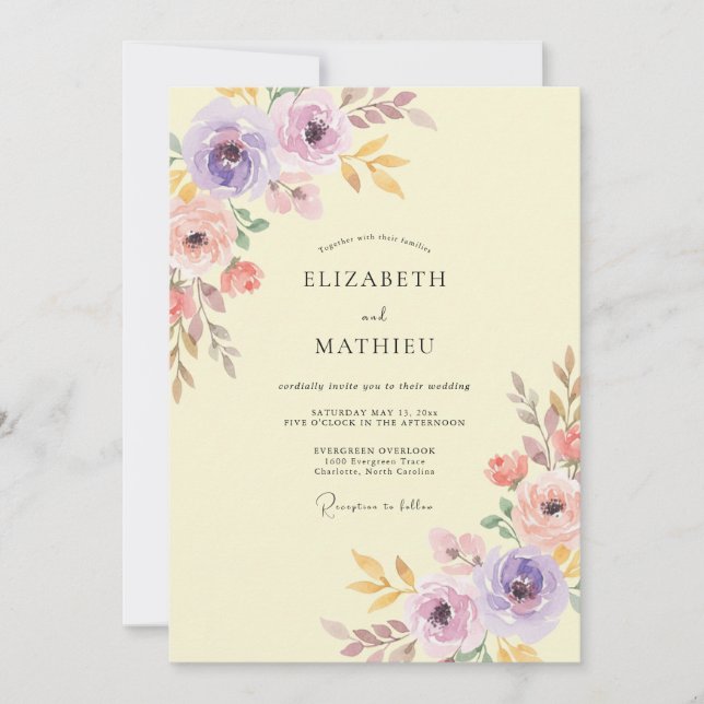 Pale Yellow Radiant Spring Wedding Invitation (Front)