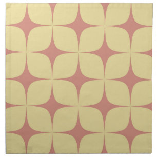 Pale Yellow Red Mid Century Modern Boho Geometric  Cloth Napkin