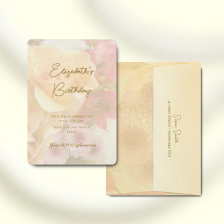 Pale Yellow Rose Birthday Invitation Card