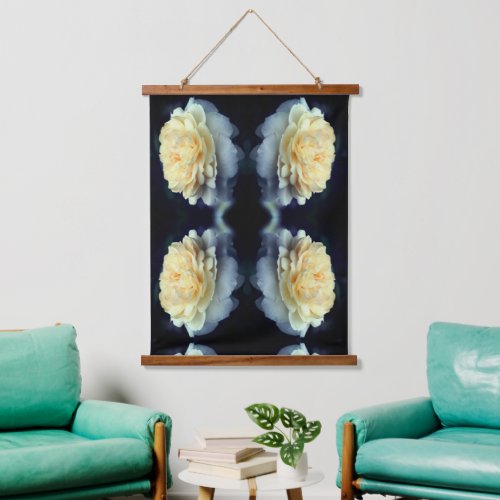 Pale Yellow Rose In Bloom Abstract Hanging Tapestry