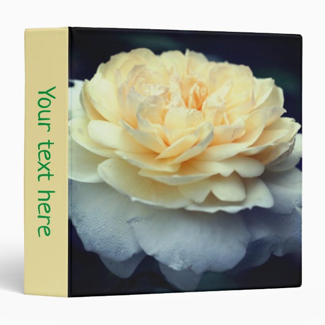 Pale Yellow Rose In Bloom Personalized 3 Ring Binder (Front/Spine)