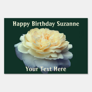 Pale Yellow Rose Personalized Birthday Sign