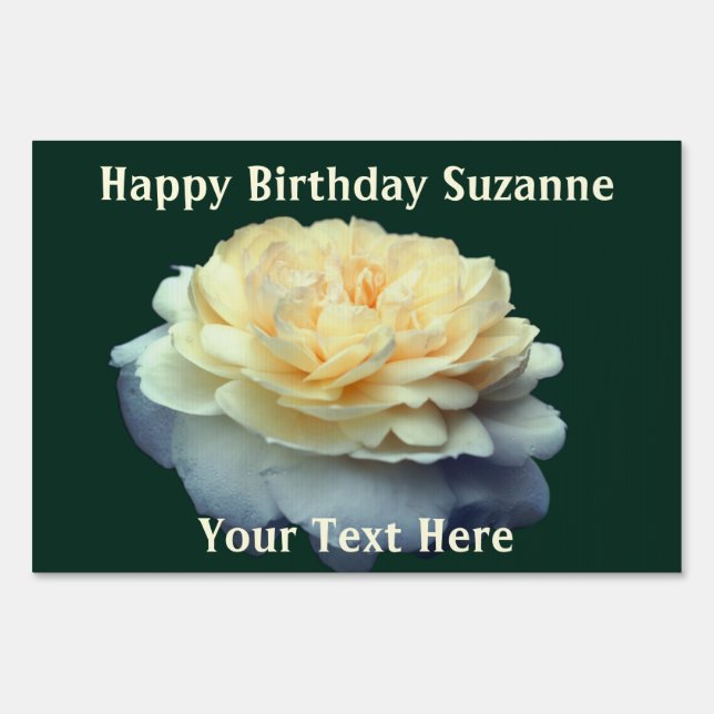 Pale Yellow Rose Personalized Birthday Sign (Front)