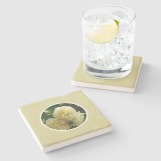 PALE YELLOW ROSES/PHOTOG. DIGITAL EFFECTS STONE COASTER