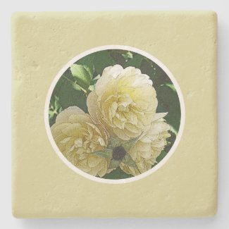 PALE YELLOW ROSES/PHOTOG. DIGITAL EFFECTS STONE COASTER