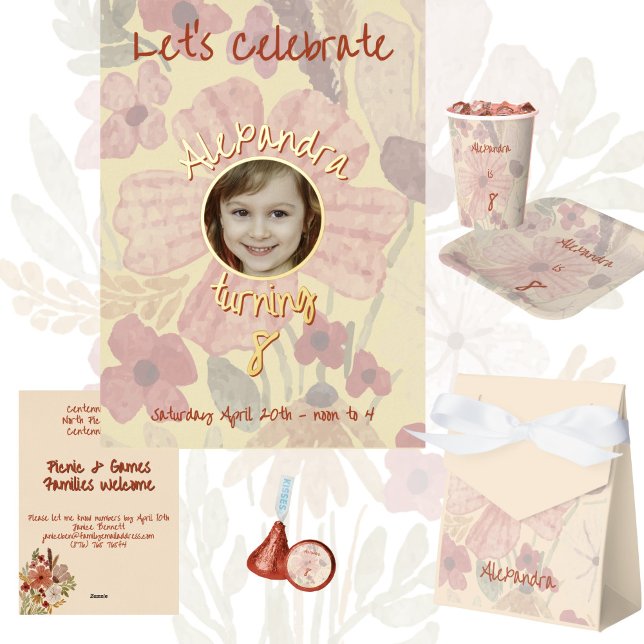 Pale Yellow & Rusty Red Watercolor Florals Envelope (Creator Uploaded)