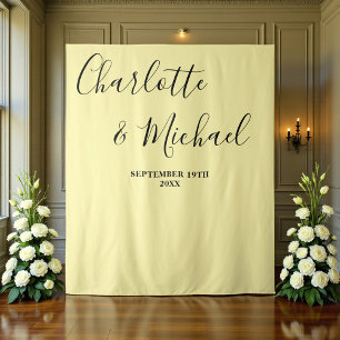 Pale Yellow Script Minimalist Wedding Backdrop