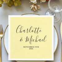 Pale Yellow Script Minimalist Wedding