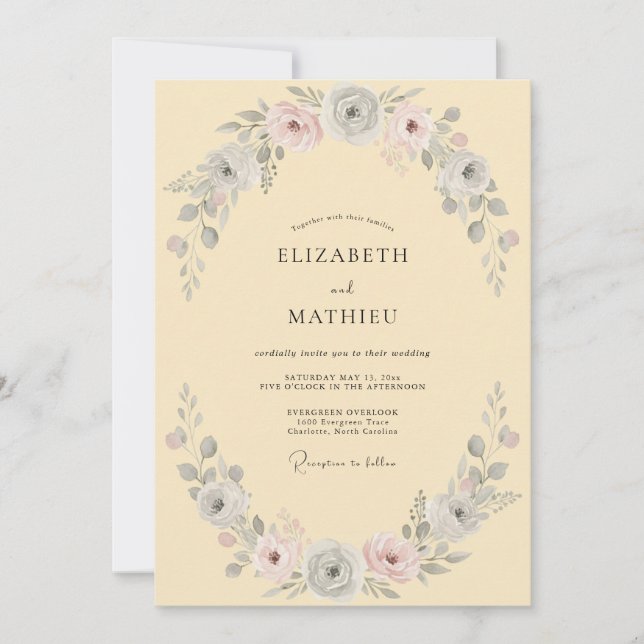 Pale Yellow Soft Bloom Wedding Invitation (Front)
