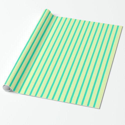 Pale Yellow Stripes on Minty Green Wrapping Paper