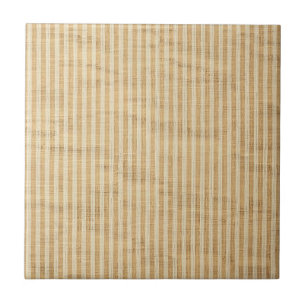 Pale Yellow Stripes Threaded Fabric Pattern Ceramic Tile