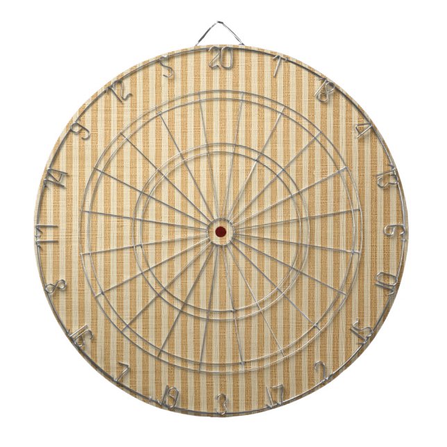 Pale Yellow Stripes Threaded Fabric Pattern Dart Board (Front)