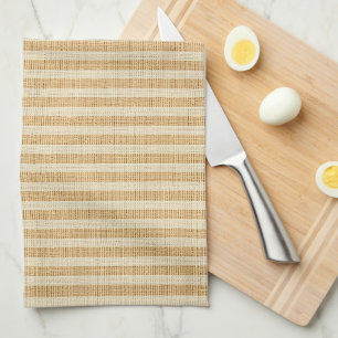 Pale Yellow Stripes Threaded Fabric Pattern Kitchen Towel