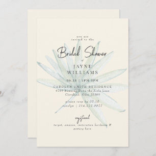 Pale Yellow Tropical Frond Bridal Shower Invitation