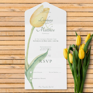 Pale Yellow Tulip Solo Modern No Dinner All In One Invitation