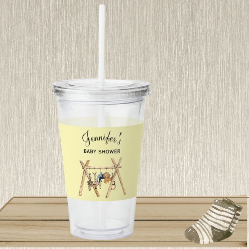 Pale Yellow  Vintage Baby Gym Toy Baby Shower Acrylic Tumbler