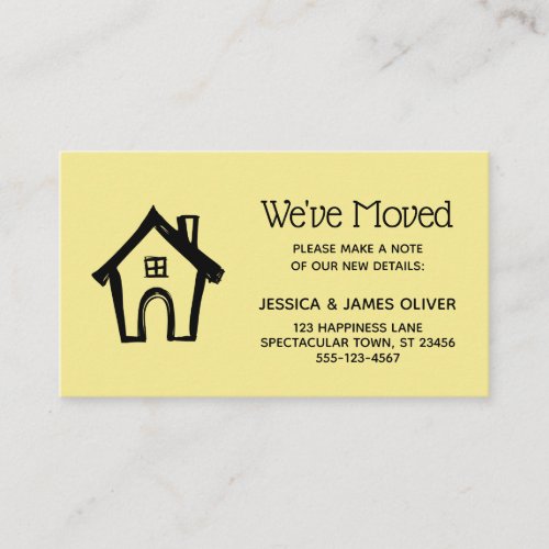 Pale Yellow Weve Moved Card w Little House