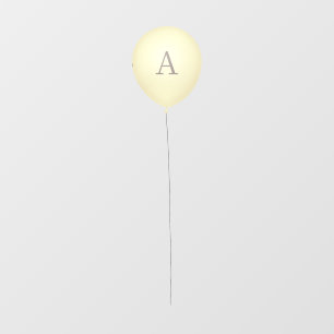 Pale Yellow Whimsical Balloon with Custom Letter Wall Decal