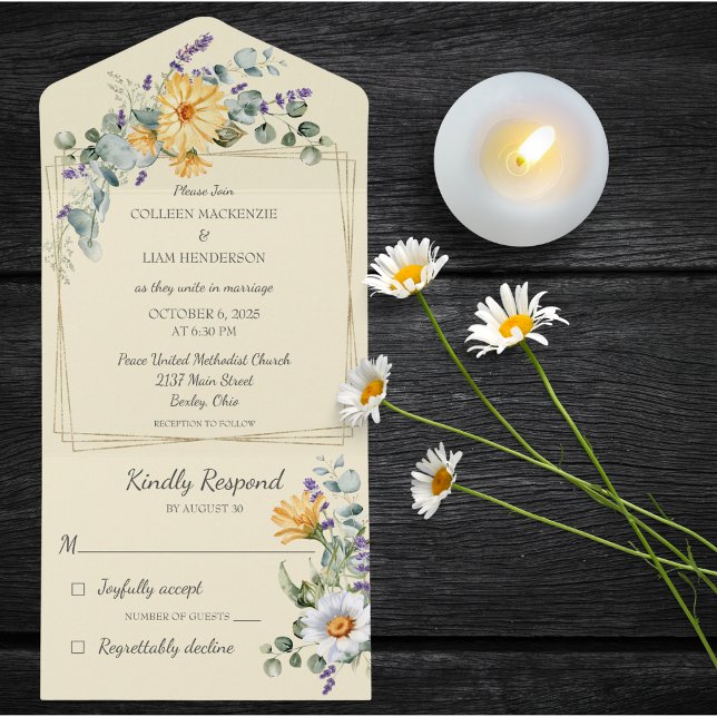 Pale Yellow with Wildflowers  All In One Invitation (Creator Uploaded)