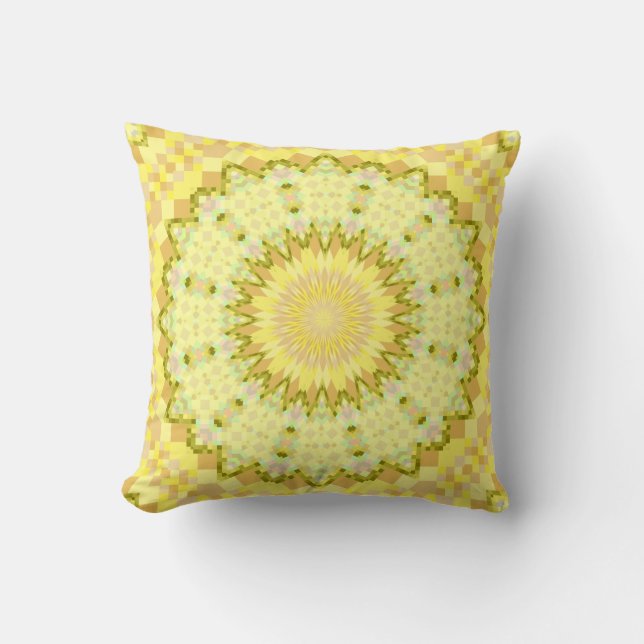 Pale Yellows Kaleidoscopic Pillow (Front)
