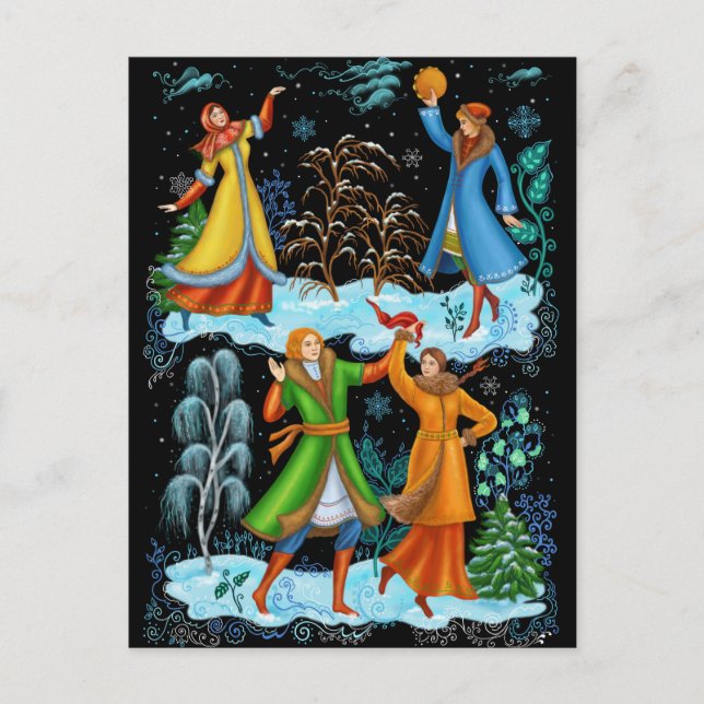 Palekh. Traditional Russian folk winter festivitie Postcard (Front)