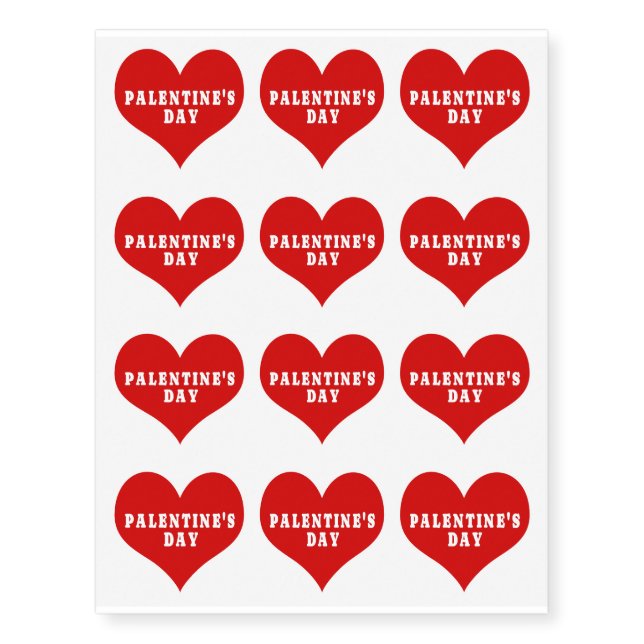 PALENTINE'S DAY Red Love Heart  Temporary Tattoos (Front)