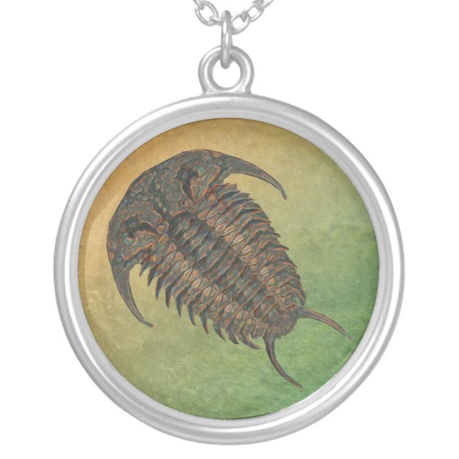 "Paleo-chic" Ceraurus Fossil Trilobite Silver Plated Necklace (Front)
