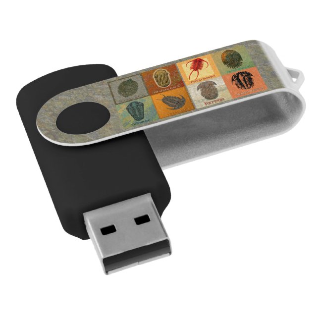 "Paleo-chic" Eight Fossil Trilobites USB Flash Drive (Angled)