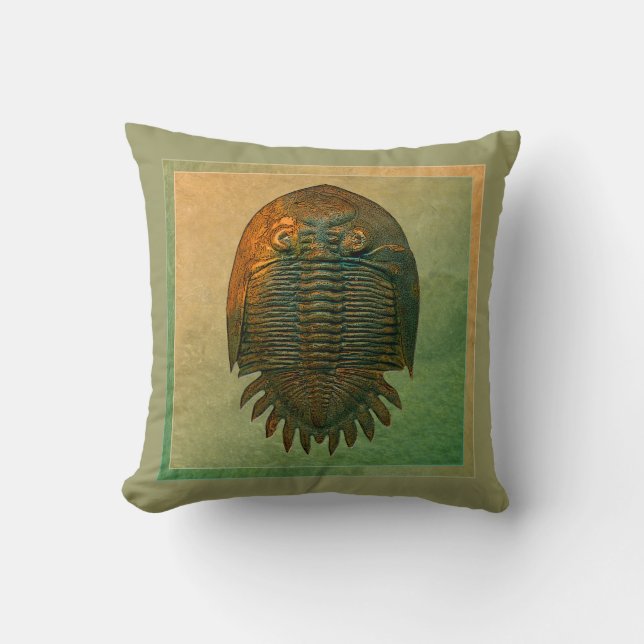 "Paleo-chic" Neometacanthus Fossil Trilobite Throw Pillow (Front)