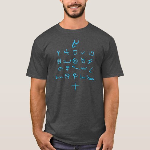 Paleo Hebrew Alphabet Hand Drawn Font Sky Blue T_Shirt