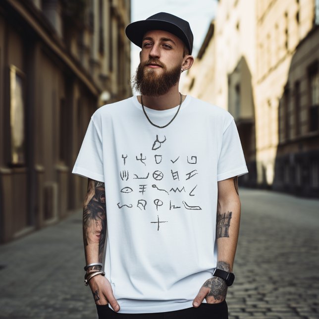 Paleo Hebrew Alphabet Typography Hand Drawn T-Shirt (Paleo Hebrew Alphabet Typography Hand Drawn T-Shirt)