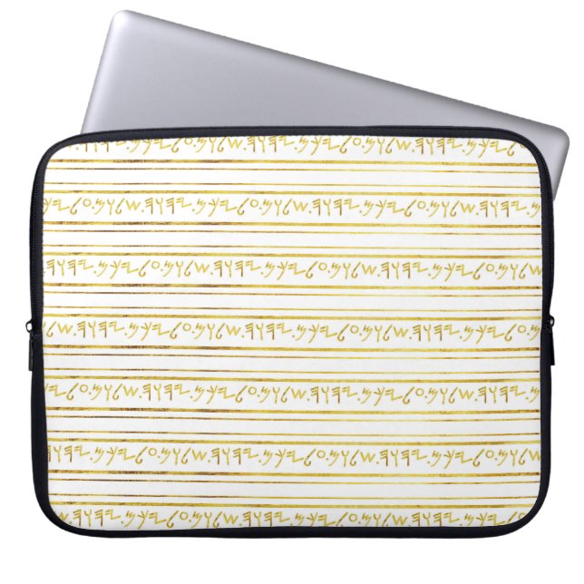 Paleo Hebrew Peace Be Upon You Faux Gold Foil Laptop Sleeve (Front)