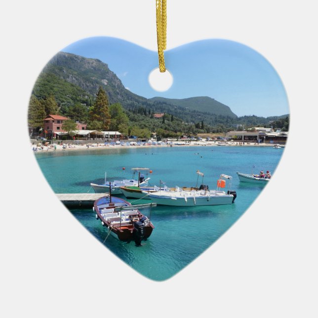 Paleokastritsa Beach, Corfu Ceramic Ornament (Front)