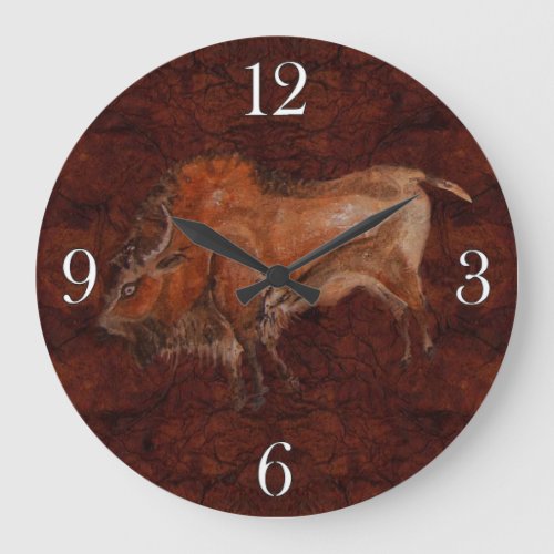 Paleolithic Bison Cave Painting Art Wall Clock