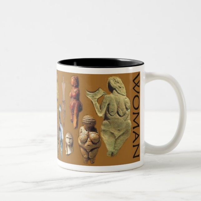 Paleolithic Woman Two-Tone Coffee Mug (Right)