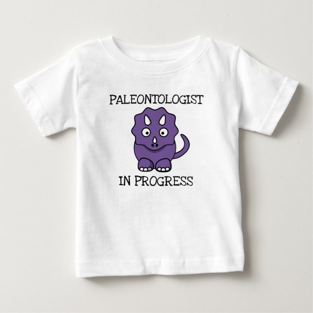 Paleontologist In Progress Purple Triceratops Baby T-Shirt (Front)