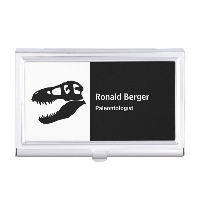 Paleontologist's T-rex Dinosaur Skull Business Card Case (Front)
